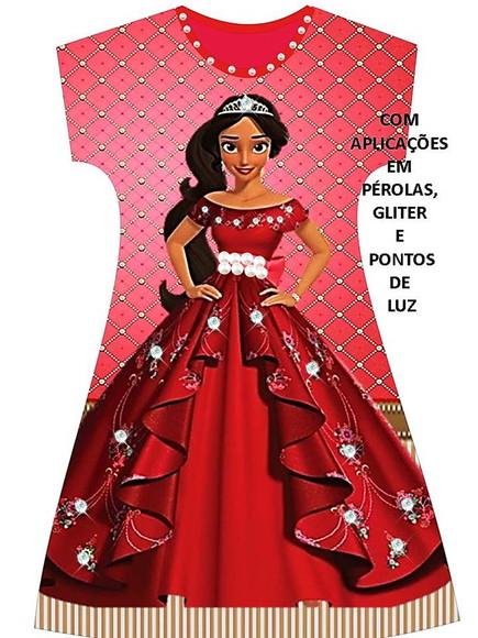 Vestido Elena de Avalor com Strass e Pérolas