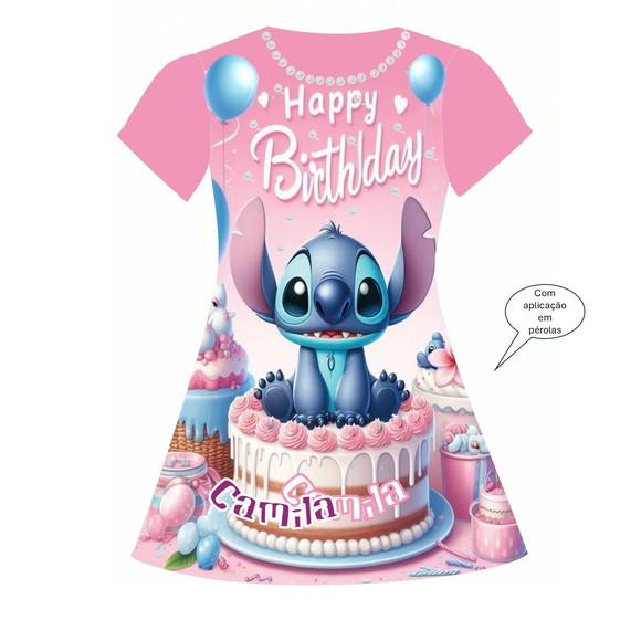 Vestido Stitch com Aplicações em Pérolas Valor do 2 ao 12