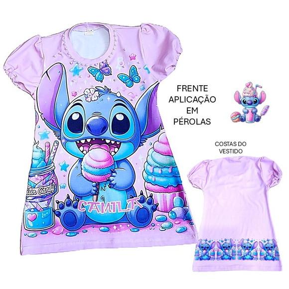 Vestido Stitch com Aplicações em Pérolas Valor do 2 ao 12