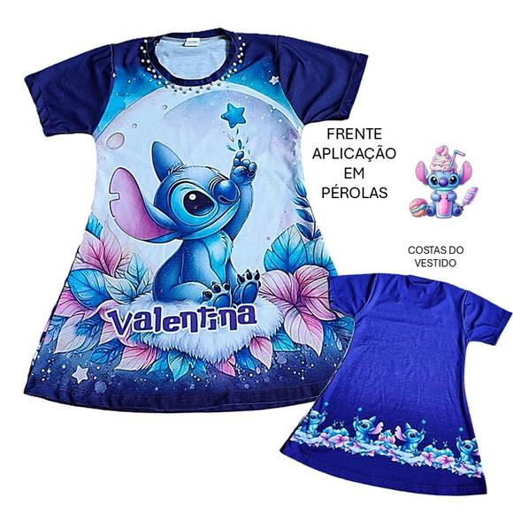 Vestido Stitch com Aplicações em Pérolas Valor do 2 ao 12