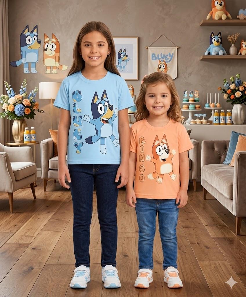 Camiseta Bluey Kit Família 2 Unidades