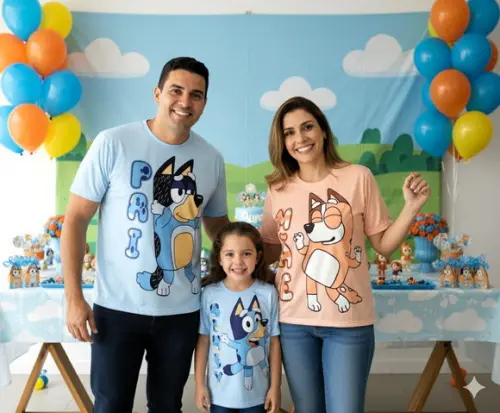 Camiseta Bluey Kit Família 3 Unidades-