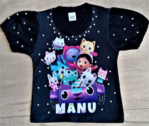 Camiseta Casa Mágica da Gabby com Strass e Pérolas