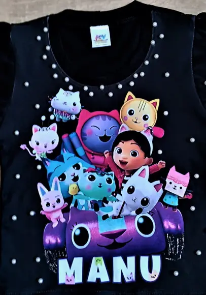 Camiseta Casa Mágica da Gabby com Strass e Pérolas