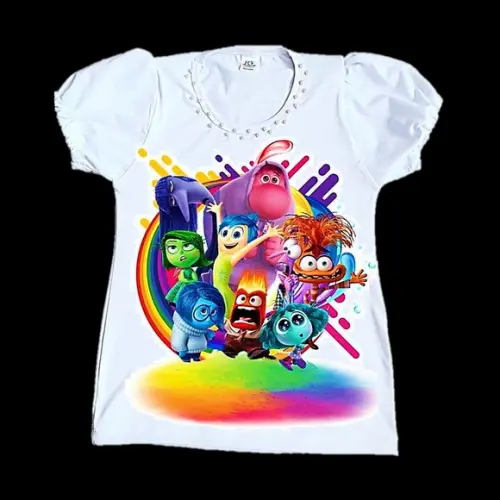 Camiseta Divertida Mente 2 Luxo com Pérolas