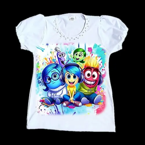Camiseta Divertida Mente 2 Luxo com Pérolas