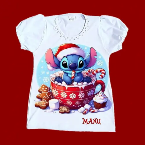 Camiseta Natal Stitch Valor do 2 ao 12