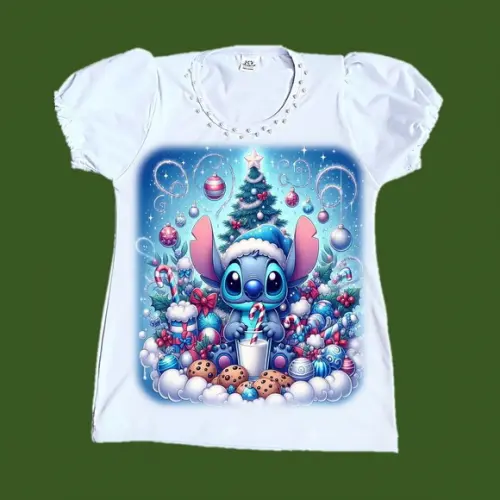 Camiseta Natal Stitch Valor do 2 ao 12