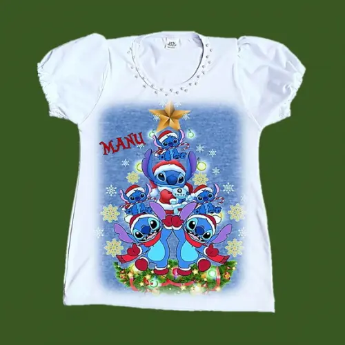 Camiseta Natal Stitch Valor do 2 ao 12