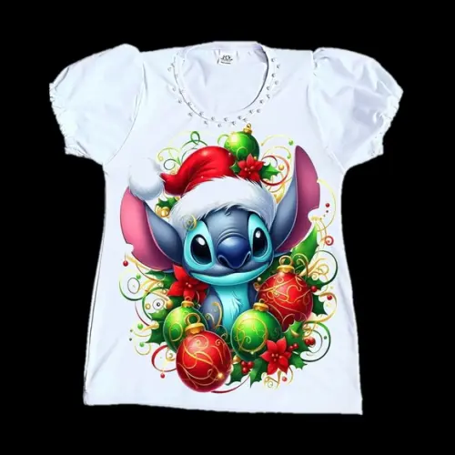 Camiseta Natal Stitch Valor do 2 ao 12