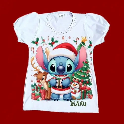 Camiseta Natal Stitch Valor do 2 ao 12