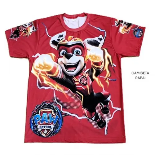 Camiseta Patrulha Canina Kit Família 3 Peças 2 Adulto 1 Inf
