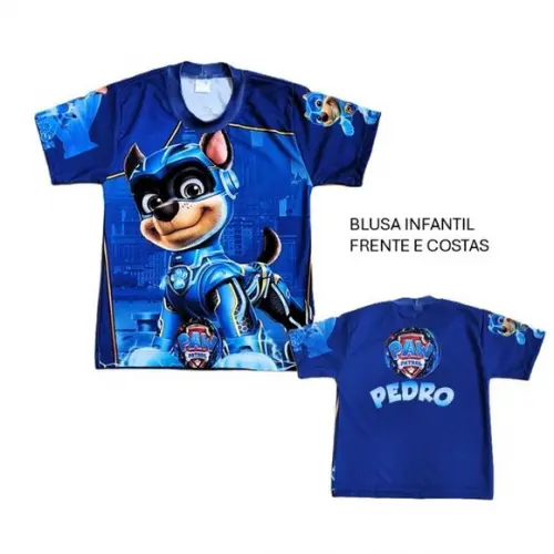 Camiseta Patrulha Canina Kit Família 3 Peças 2 Adulto 1 Inf
