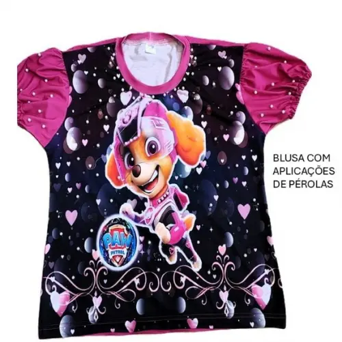 Camiseta Patrulha Canina Kit Família 3 Peças 2 Adulto 1 Inf