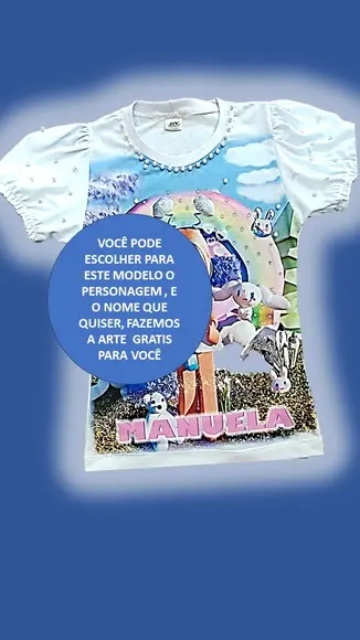 Camiseta Roblox Menina com Strass e Pérolas Luxo