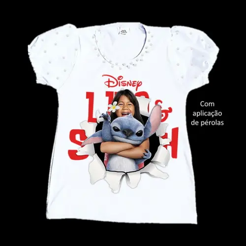 Camiseta Stitch o Filme Valor do 2 ao 12 Curta ou Longa