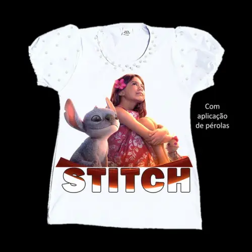 Camiseta Stitch o Filme Valor do 2 ao 12 Curta ou Longa