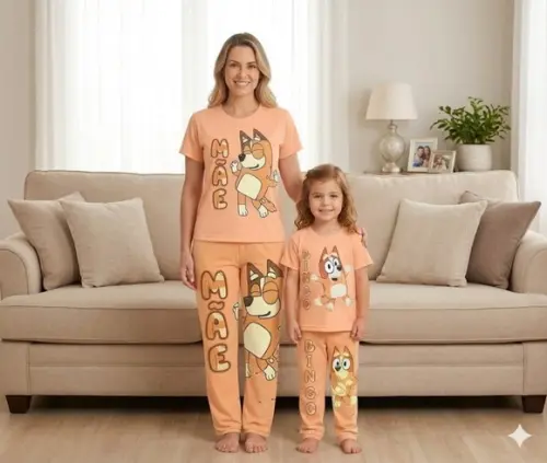 Pijama Bluey Kit Tal Mãe Tal Filha 1 Adulto e 1 Infantil