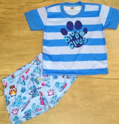 Pijama Pistas de Blue Shorts ou Calça do 1 ao 12