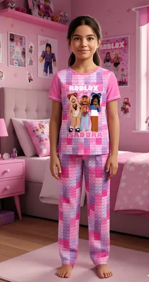 Pijama Roblox Menina Curto ou Longo