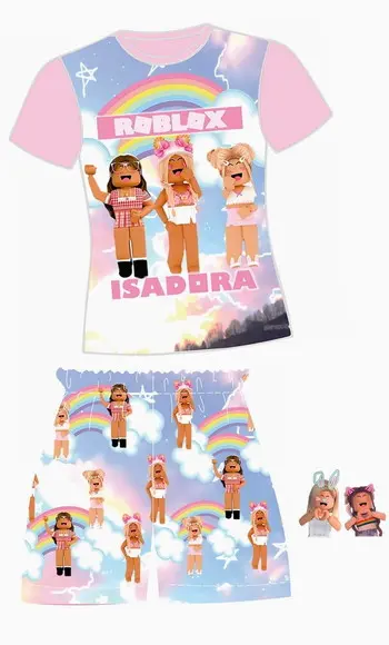 Pijama Roblox Menina Curto ou Longo