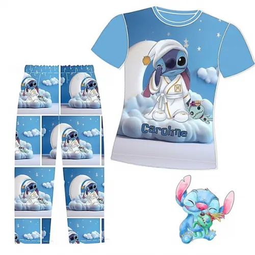 Pijama Stitch Curto ou Longo Valor do 2 ao 12