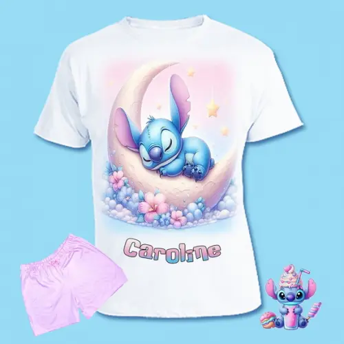 Pijama Stitch Curto ou Longo Valor do 2 ao 12