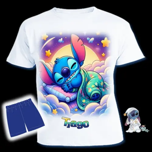 Pijama Stitch Curto ou Longo Valor do 2 ao 12