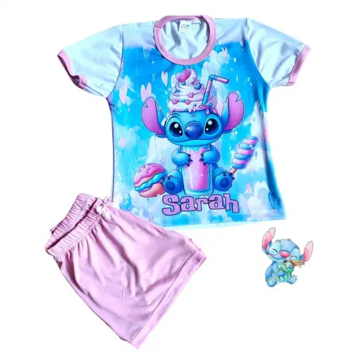 Pijama Stitch Curto Valor do 2 ao 12