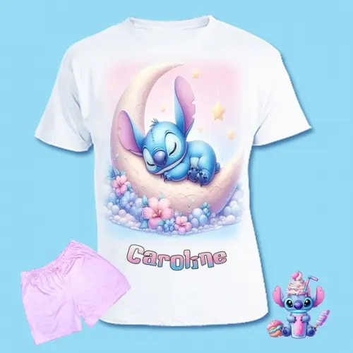Pijama Stitch Curto Valor do 2 ao 12