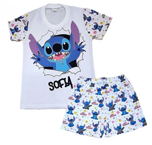 Pijama Stitch Curto Valor do 2 ao 12