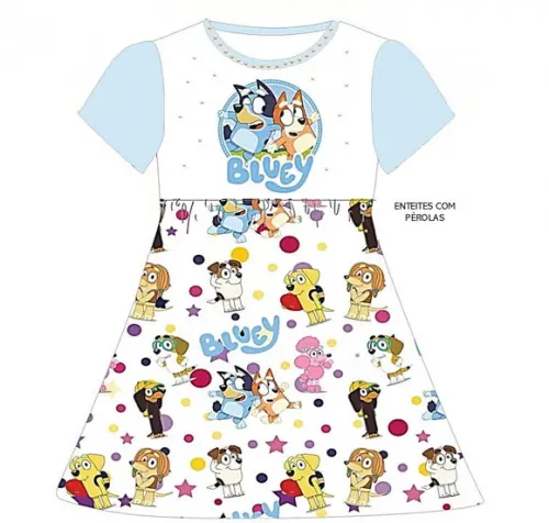 Vestido Bluey com Pérolas