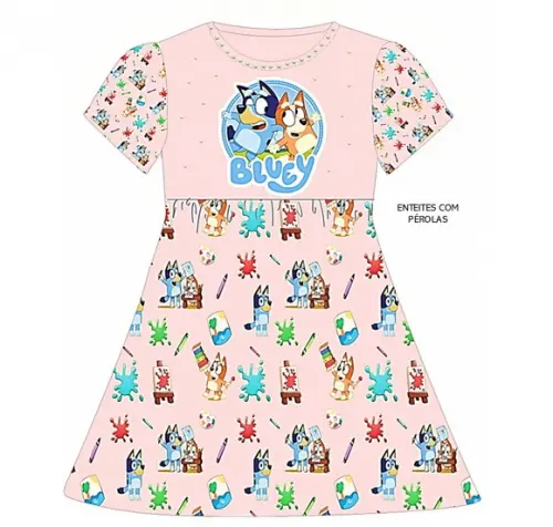 Vestido Bluey com Pérolas