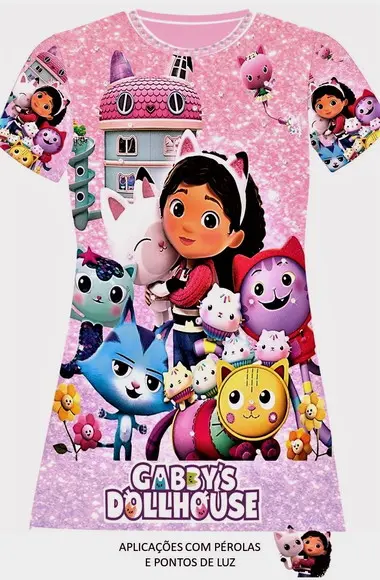 Vestido Casa Mágica da Gabby com Strass e Pérolas