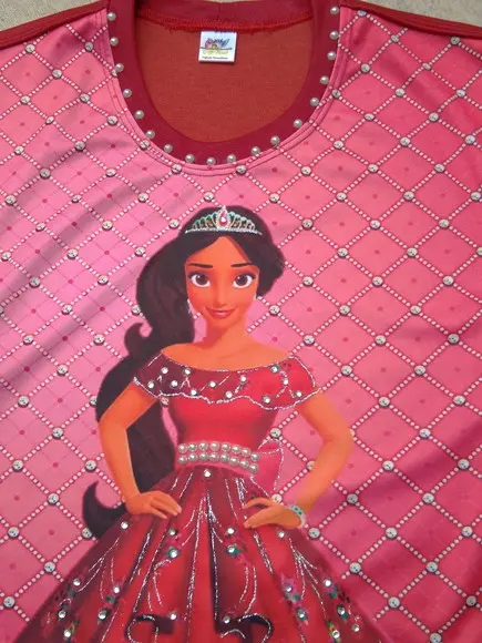 Vestido Elena de Avalor com Strass e Pérolas