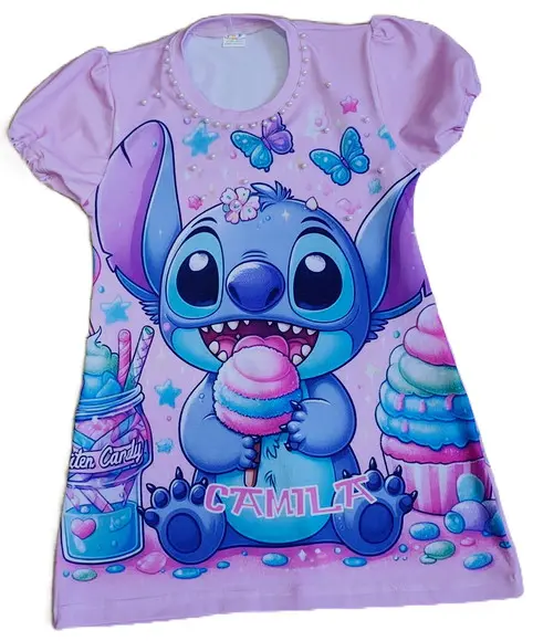Vestido Stitch com Aplicações em Pérolas Valor do 2 ao 12