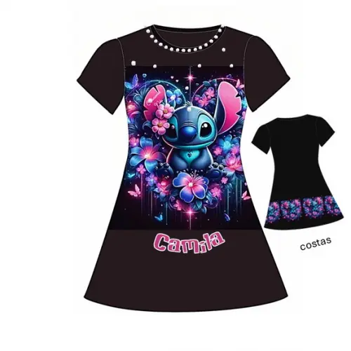 Vestido Stitch com Aplicações em Pérolas Valor do 2 ao 12