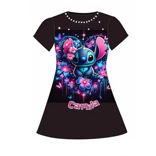 Vestido Stitch com Aplicações em Pérolas Valor do 2 ao 12