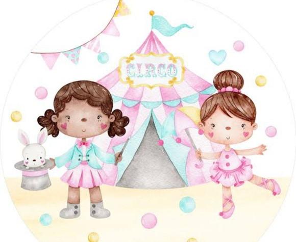 Topo de Bolo Circo Rosa