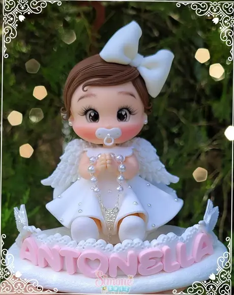 Topo de Bolo Batizado Anjinha Baby