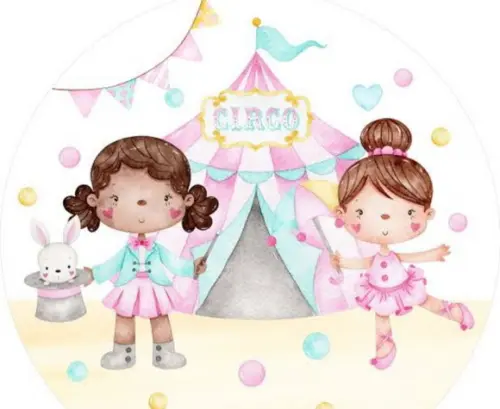 Topo de Bolo Circo Rosa