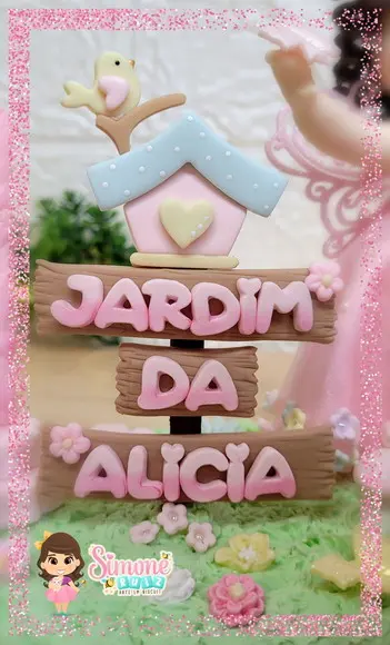 Topo de Bolo Jardim Encantado
