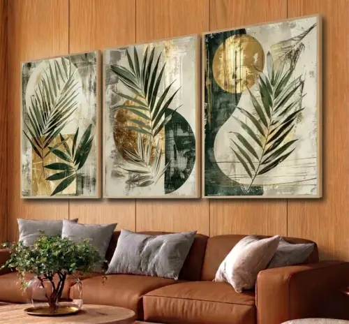 Quadros Decorativos Folhagem Boho Casa Moldura