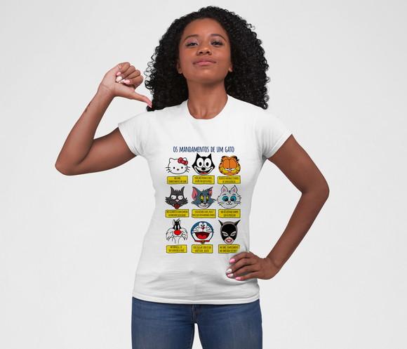 Camiseta Branca - Mandamentos dos Gatos