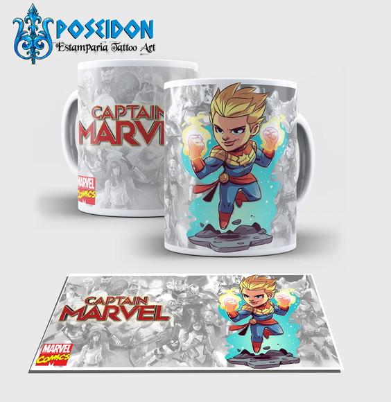Caneca Branca - Coleção MARVEL - Capitã Marvel