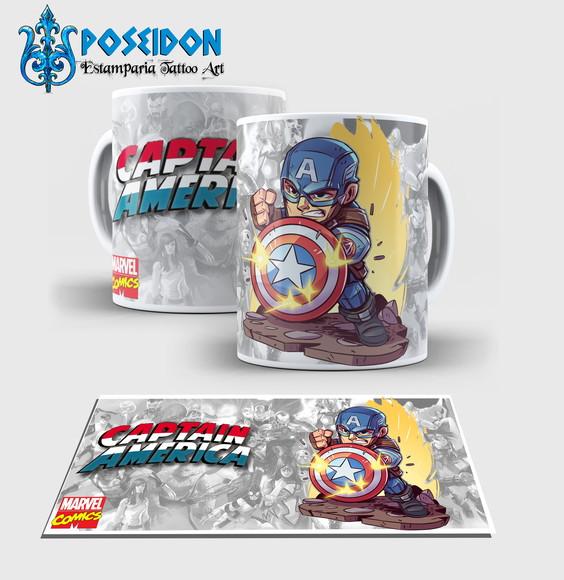 Caneca Branca - Coleção MARVEL - Capitão America Vingadores