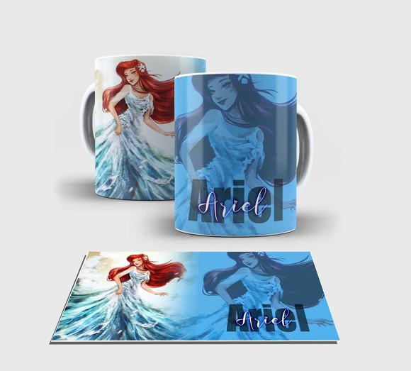 Caneca Branca - Coleção Princesa - Ariel