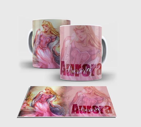 Caneca Branca - Coleção Princesa - Aurora