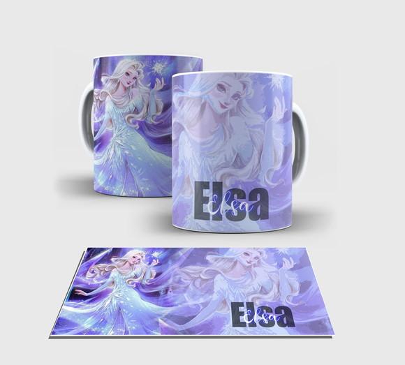 Caneca Branca - Coleção Princesa - Elsa