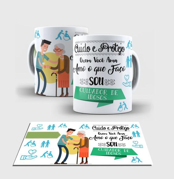 Caneca Branca - Coleção Profissões - Cuidador de Idosos